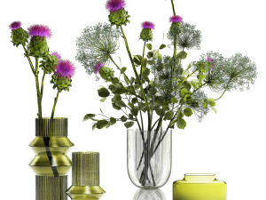 Collection of flower bouquets and vase set of 41 pieces 3D Модель