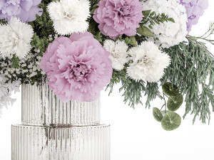 Realistic bouquet in a vase hydrangea lilac peony 382 3D 모델