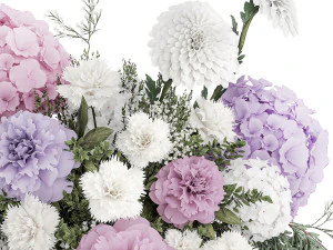 Realistic bouquet in a vase hydrangea lilac peony 382 3D Model