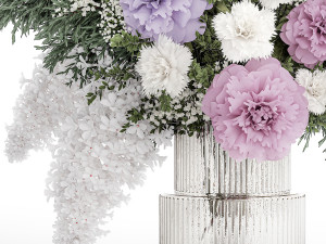 Realistic bouquet in a vase hydrangea lilac peony 382 3D 모델