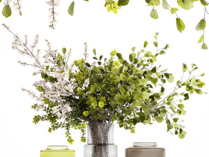 Bouquet of branches with leaves sakura flowers cherry 384 Modelo 3D