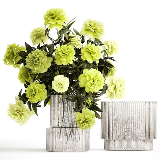 Realistic bouquet of green peony flowers in a vase 386 Model 3D .c4d .max .obj .3ds .fbx .stl .blend 