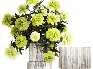 Buqu&ecirc; realista de flores de pe&ocirc;nia verde em um vaso 386 Modelo 3D