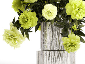 Realistic bouquet of green peony flowers in a vase 386 Model 3D