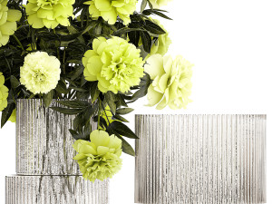 Realistic bouquet of green peony flowers in a vase 386 Model 3D