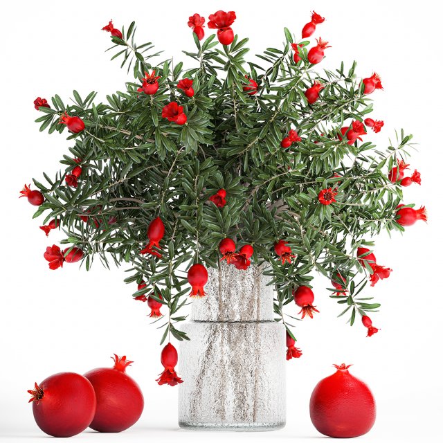 Bouquet of flowers and branches of blooming pomegranate 387 Modelo 3D .c4d .max .obj .3ds .fbx .stl .blend