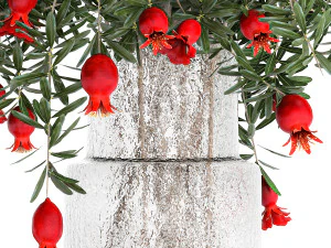 Bouquet of flowers and branches of blooming pomegranate 387 3D Model
