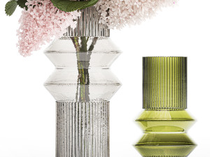 Bouquet of branches in a glass vase hydrangea lilac 388 Model 3D
