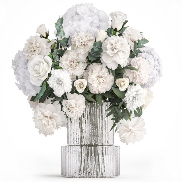 Bouquet of white flowers hydrangea carnation peony vase 389 Modèle 3D .c4d .max .obj .3ds .fbx .stl .blend 