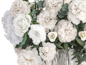 Bouquet of white flowers hydrangea carnation peony vase 389 Modèle 3D