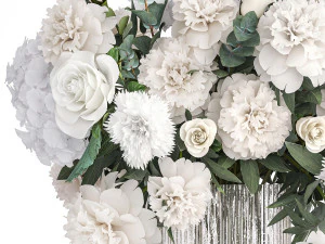 Bouquet of white flowers hydrangea carnation peony vase 389 3D Model