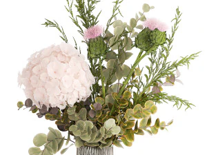 Pink bouquet hydrangea barberry thorn branch Thistle 390 3D Model