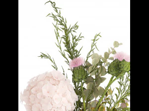 Pink bouquet hydrangea barberry thorn branch Thistle 390 3D Model