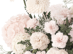 Pink bouquet hydrangea Peonies Lilac chrysanthemum 391 Model 3D