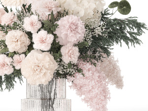 Pink bouquet hydrangea Peonies Lilac chrysanthemum 391 Model 3D