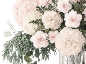 Pink bouquet hydrangea Peonies Lilac chrysanthemum 391 Model 3D