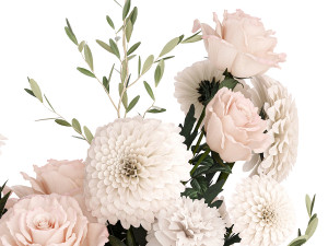 Bouquet of pink white flowers chrysanthemum roses peony 392 Modèle 3D