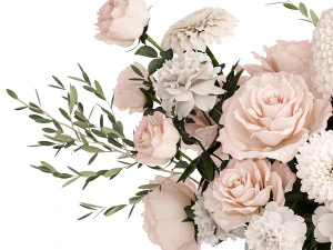 ピンク、白の花、菊、バラ、牡丹の花束 392 3Dモデル