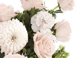 Bouquet of pink white flowers chrysanthemum rose peony 393 3D Model