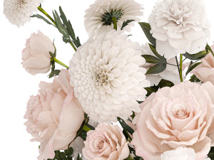 Bouquet of pink white flowers chrysanthemum rose peony 393 3D Model