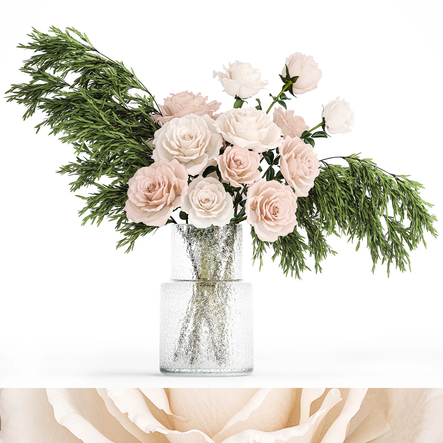 Piccolo bouquet di fiori rosa e bianchi vaso in vetro rosa 394 Modello 3D .c4d .max .obj .3ds .fbx .stl .blend 