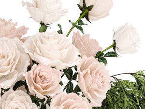 Piccolo bouquet di fiori rosa e bianchi vaso in vetro rosa 394 Modello 3D