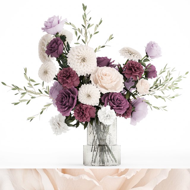 Bouquet of white flowers chrysanthemum rose peony 395 3D 모델 .c4d .max .obj .3ds .fbx .stl .blend 