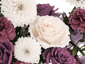 Bouquet of white flowers chrysanthemum rose peony 395 3D 모델