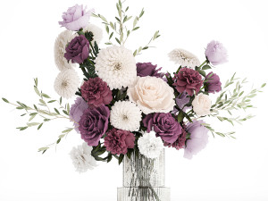 Bouquet of white flowers chrysanthemum rose peony 395 3D 모델