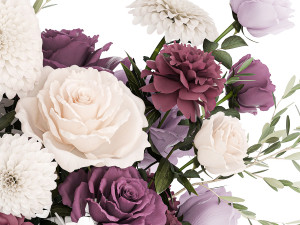 Bouquet of white flowers chrysanthemum rose peony 395 3D 모델