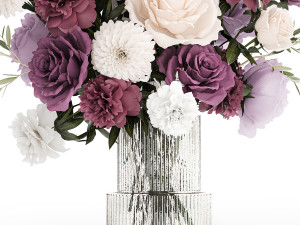 Bouquet of white flowers chrysanthemum rose peony 395 3D 모델