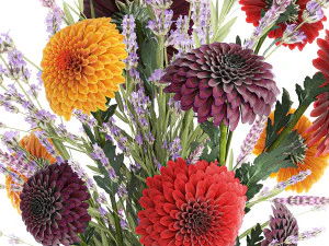 Bouquet di fiori di campo crisantemo Lavanda in vaso 396 Modello 3D