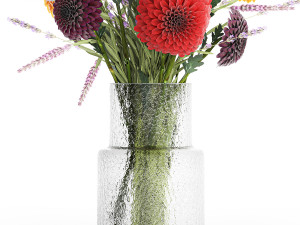 Bouquet of wildflowers chrysanthemum Lavender in a vase 396 Model 3D