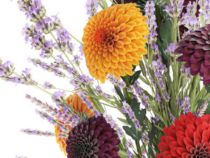 Bouquet of wildflowers chrysanthemum Lavender in a vase 396 Model 3D