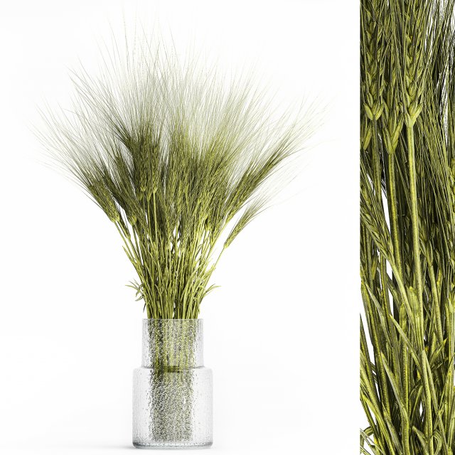 Bouquet of wildflowers from green ears of wheat 397 Modelo 3D .c4d .max .obj .3ds .fbx .stl .blend