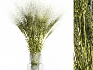 Strau&szlig; Wildblumen aus gr&uuml;nen Weizen&auml;hren 397 3D Modell