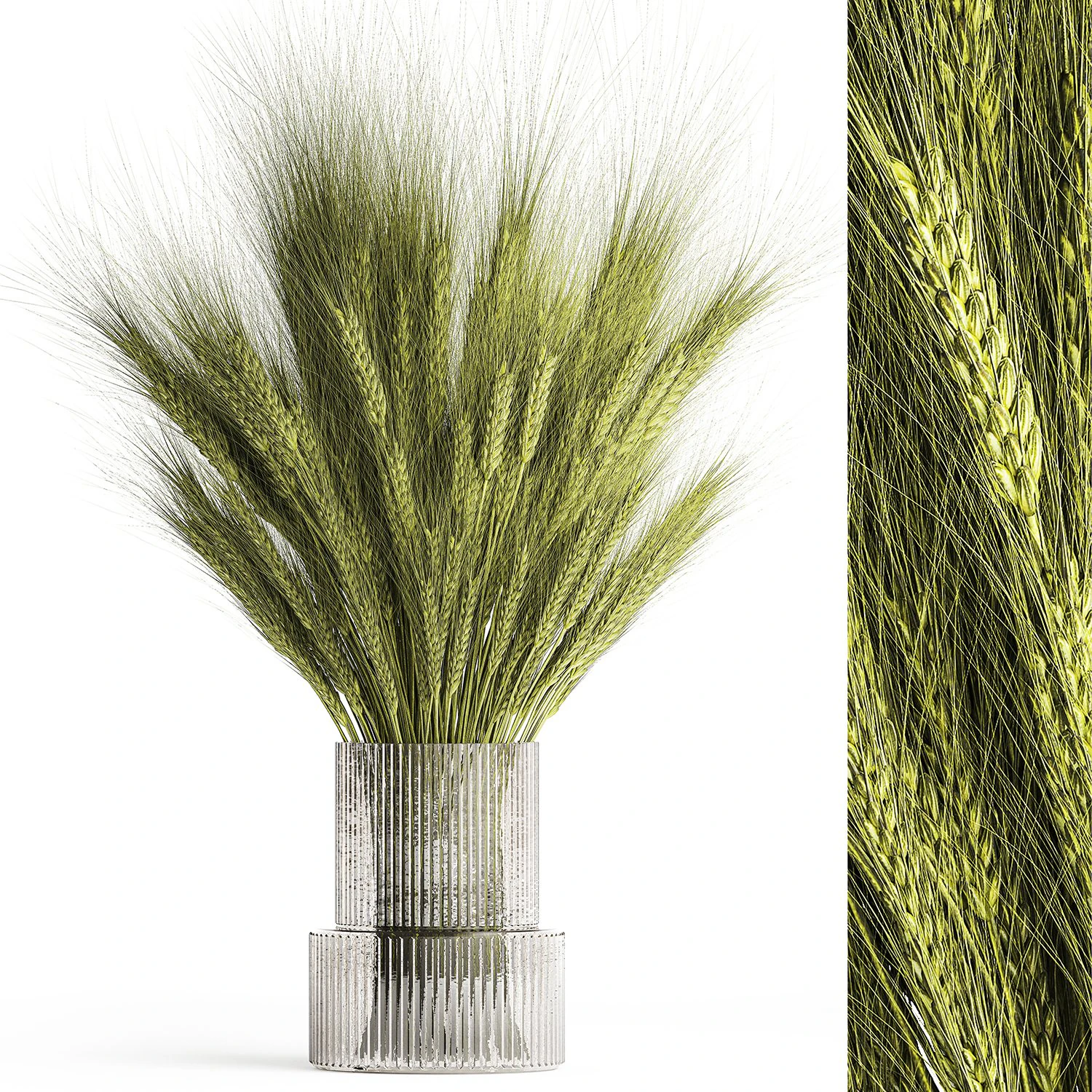 Green bouquet of wildflowers from wheat spikelets in a vase 398 3D Model .c4d .max .obj .3ds .fbx .stl .blend 