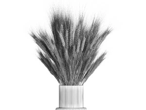 Green bouquet of wildflowers from wheat spikelets in a vase 398 3D Model