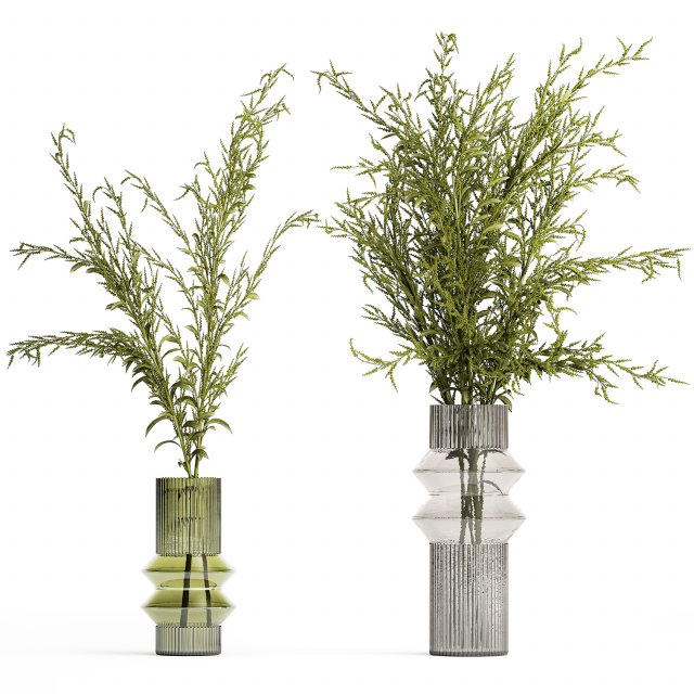 Bouquets of green branches of Solidago flowers in a vase 402 3D Model .c4d .max .obj .3ds .fbx .stl .blend 
