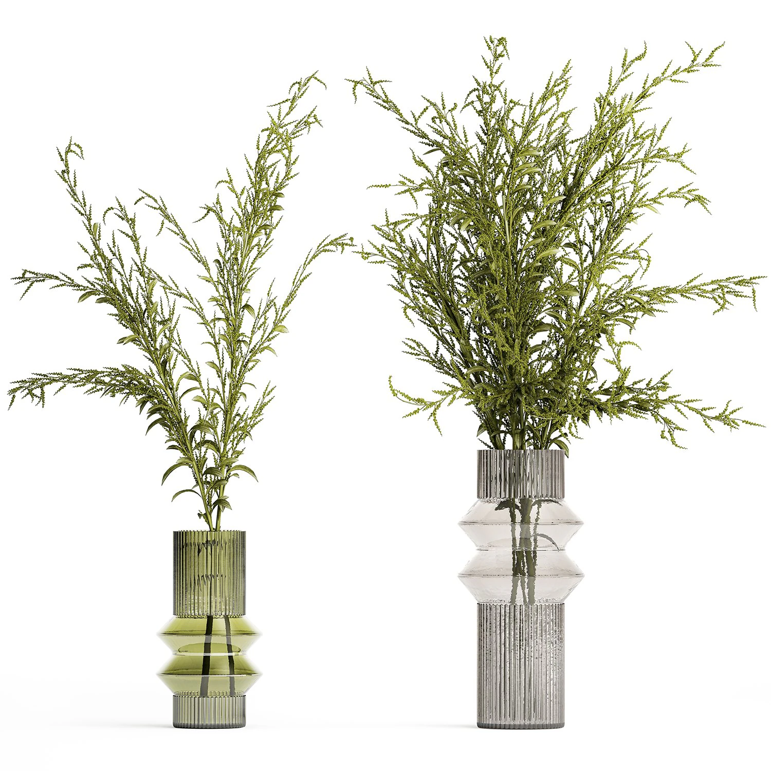 Buqu&ecirc;s de ramos verdes de flores Solidago em vaso 402 Modelo 3D .c4d .max .obj .3ds .fbx .stl .blend 