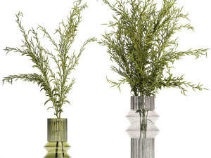 Bouquets of green branches of Solidago flowers in a vase 402 3D मॉडल