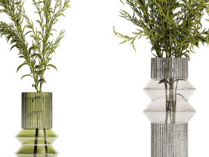 Bouquets of green branches of Solidago flowers in a vase 402 3D Model