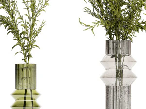 Buqu&ecirc;s de ramos verdes de flores Solidago em vaso 402 Modelo 3D