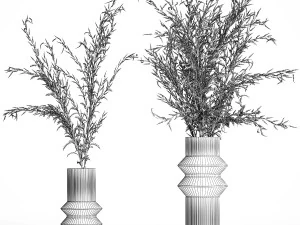 Buqu&ecirc;s de ramos verdes de flores Solidago em vaso 402 Modelo 3D