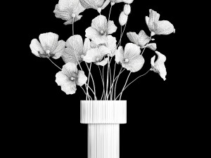Bouquet of white wildflowers in a vase with poppy 404 3D 模型