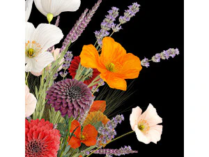 Bouquet of wildflowers Chrysanthemum Lavender Poppy wheat 405 3D Model