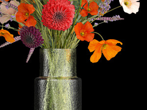 Bouquet of wildflowers Chrysanthemum Lavender Poppy wheat 405 Modelo 3D