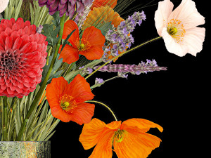 Bouquet of wildflowers Chrysanthemum Lavender Poppy wheat 405 Modelo 3D