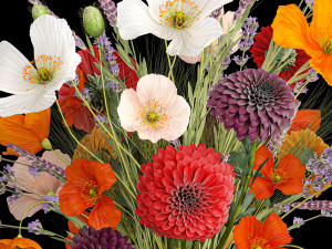 Bouquet of wildflowers Chrysanthemum Lavender Poppy wheat 405 Modelo 3D