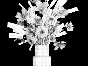 Bouquet of wildflowers Chrysanthemum Lavender Poppy wheat 405 Modelo 3D